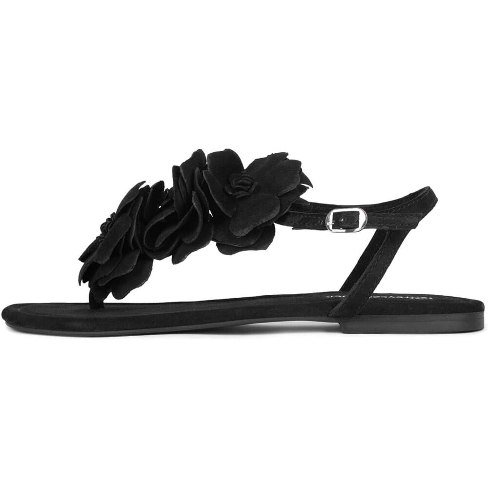 NEW Jeffrey Campbell Women Joyous Suede Leather 3D Floral T Strap Thong Sandal